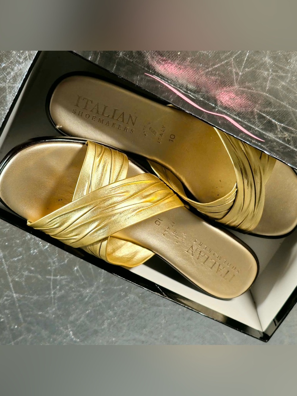 Italian Shoemakers Gold Slide Sandals - Women's - like new